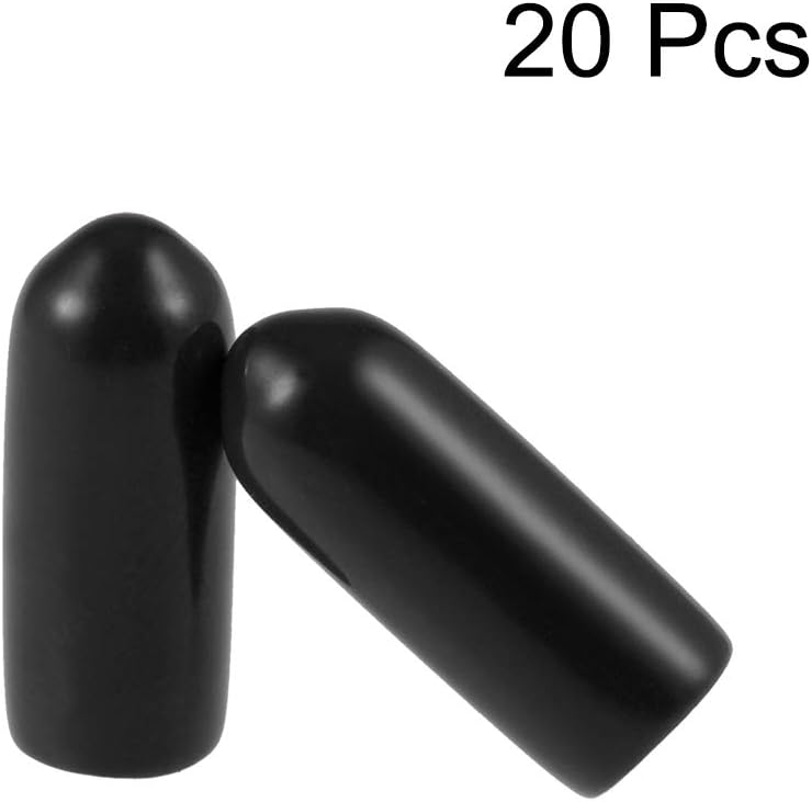 uxcell 20pcs Rubber End Caps 4.5mm ID Vinyl Round Tube Bolt Cap Cover Thread Protectors Black