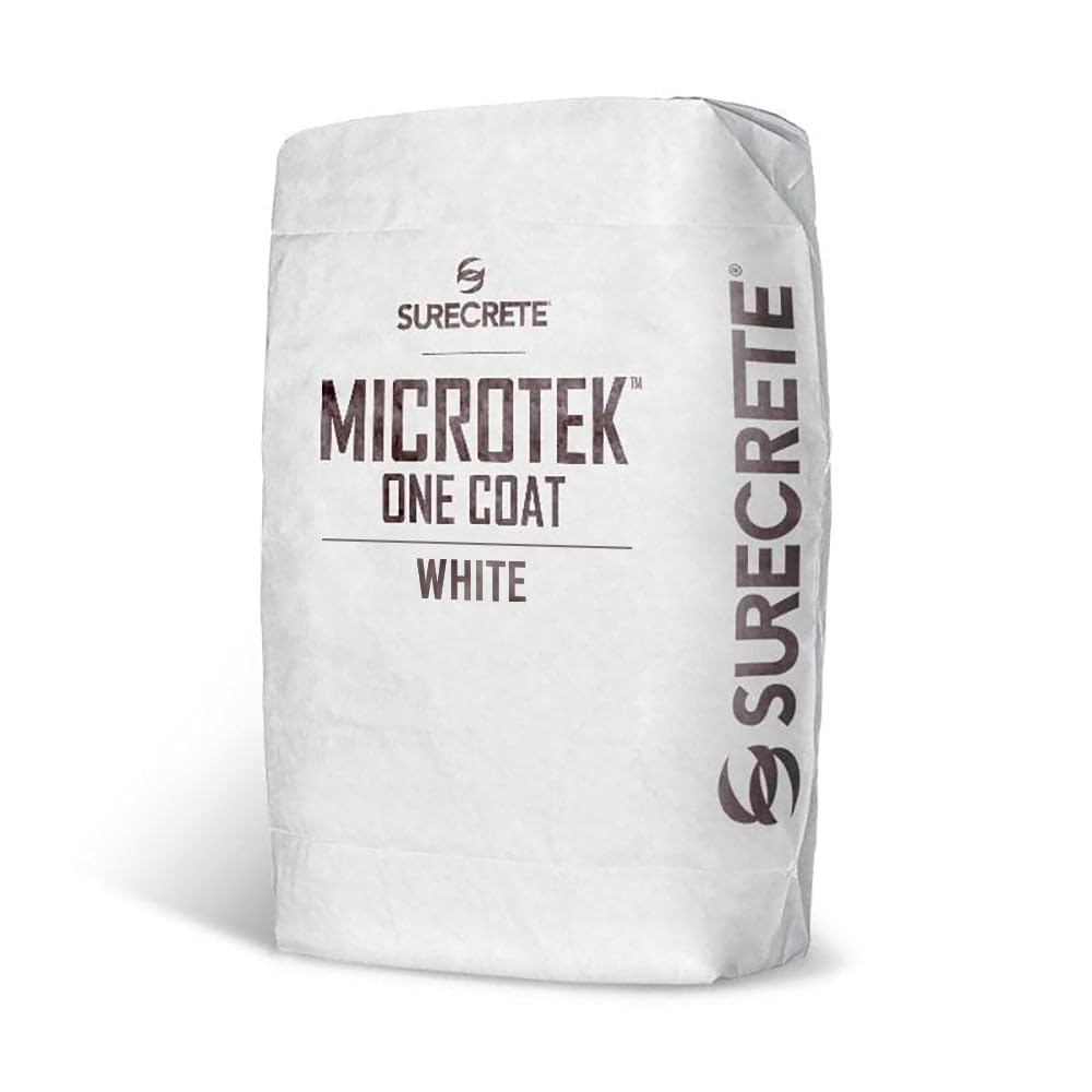 SureCrete MicroTek One Coat | White | 40 lb Bag | Microcement Overlay for Interior & Exterior Walls, Bathrooms, Fireplace Surrounds & Floors | Use with Pigment Packs for Custom Colors
