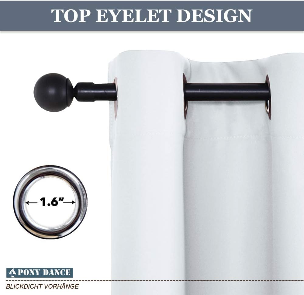 PONY DANCE Greyish White Room Darkening Kitchen Curtains 2 Panels Set,Thermal Insulated Small Window Treatment Heavy Duty Privacy Tiers for Laundry Bedroom Bathroom(2 Panels, W 34 x L 36 inches)