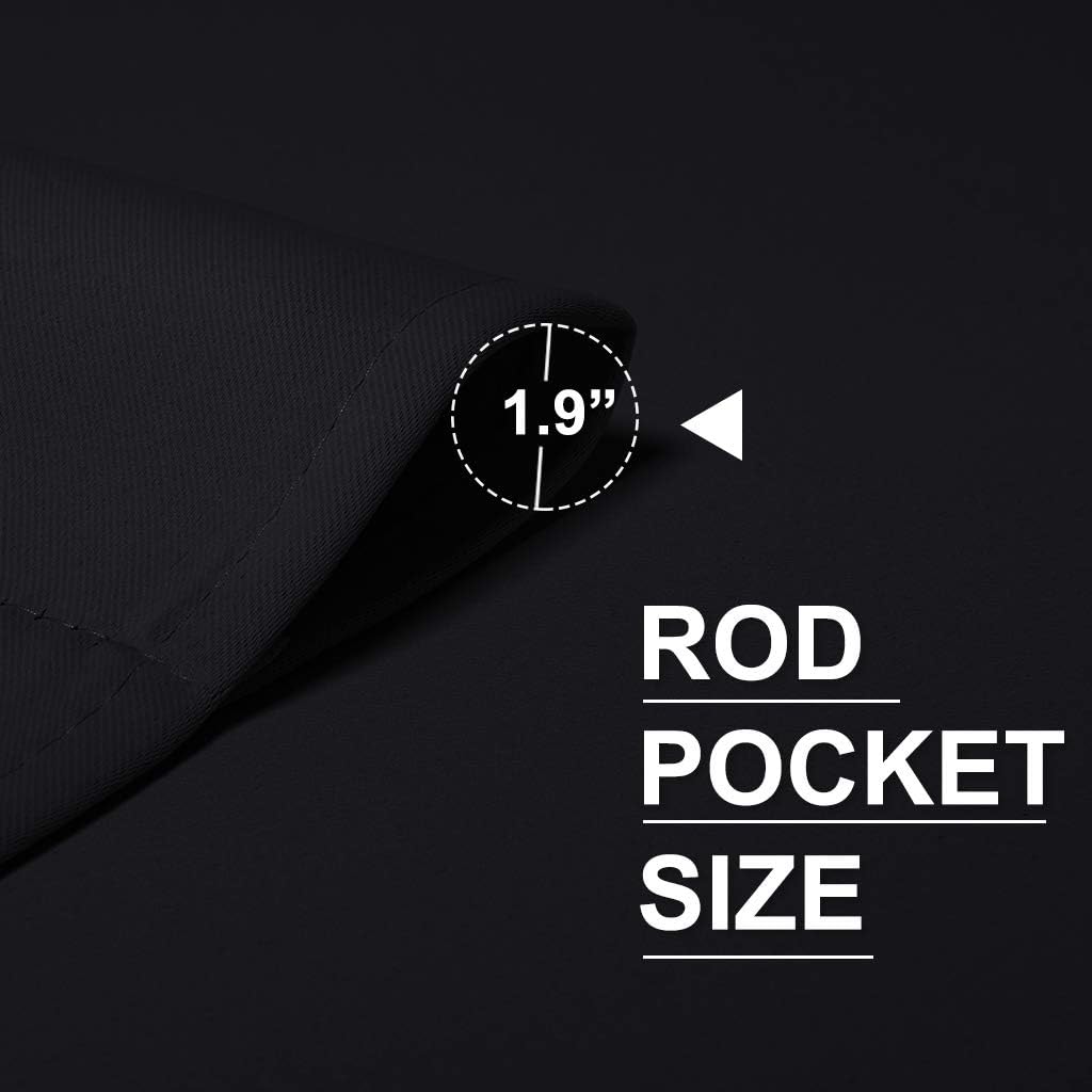 RYB HOME Curtains for Bedroom 63 inches Long, Blackout Thermal Insulating Window Treatment Drapes for Living Room Bathroom Basement Laundry Classroom, W 34 x L 63, Black, 2 Panels