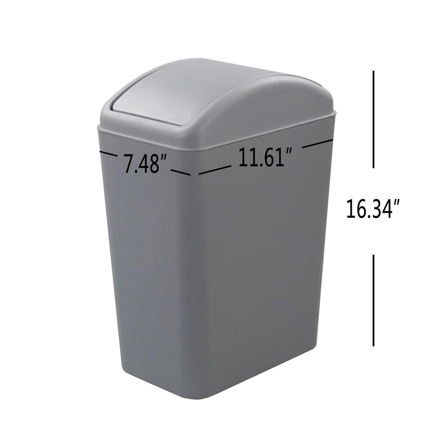 4.2 Gallon Plastic Swing Top Trash Can with Lid, Covered Swing Top Waste Basket, Gray
