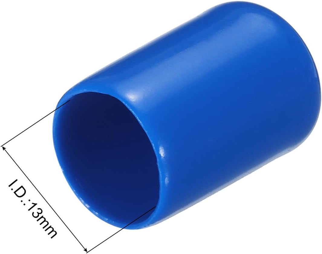 uxcell 20pcs Rubber End Caps 13mm ID Vinyl PVC Round Tube Bolt Cap Cover Screw Thread Protectors Blue