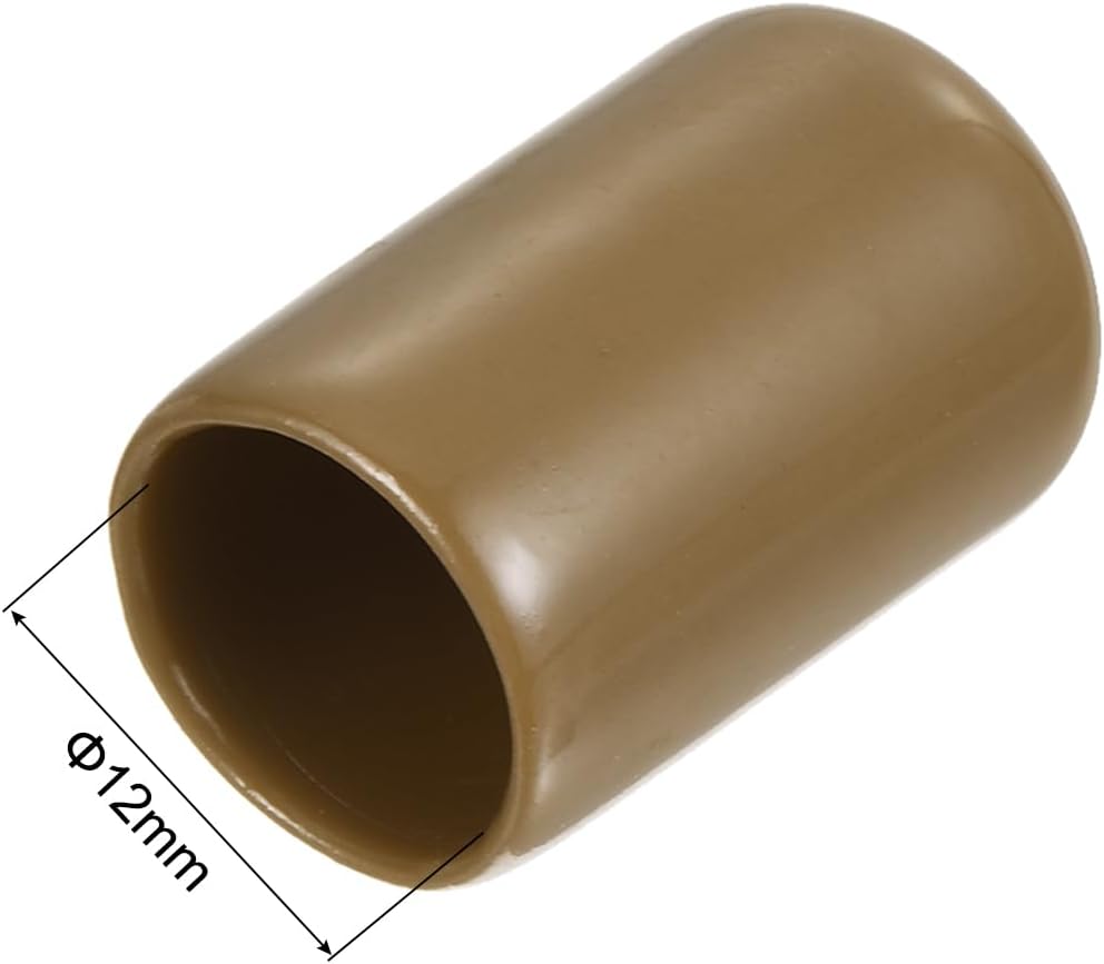 uxcell 20pcs Rubber End Caps 12mm(1/2") ID Vinyl PVC Round Tube Bolt Cap Cover Screw Thread Protectors Light Brown