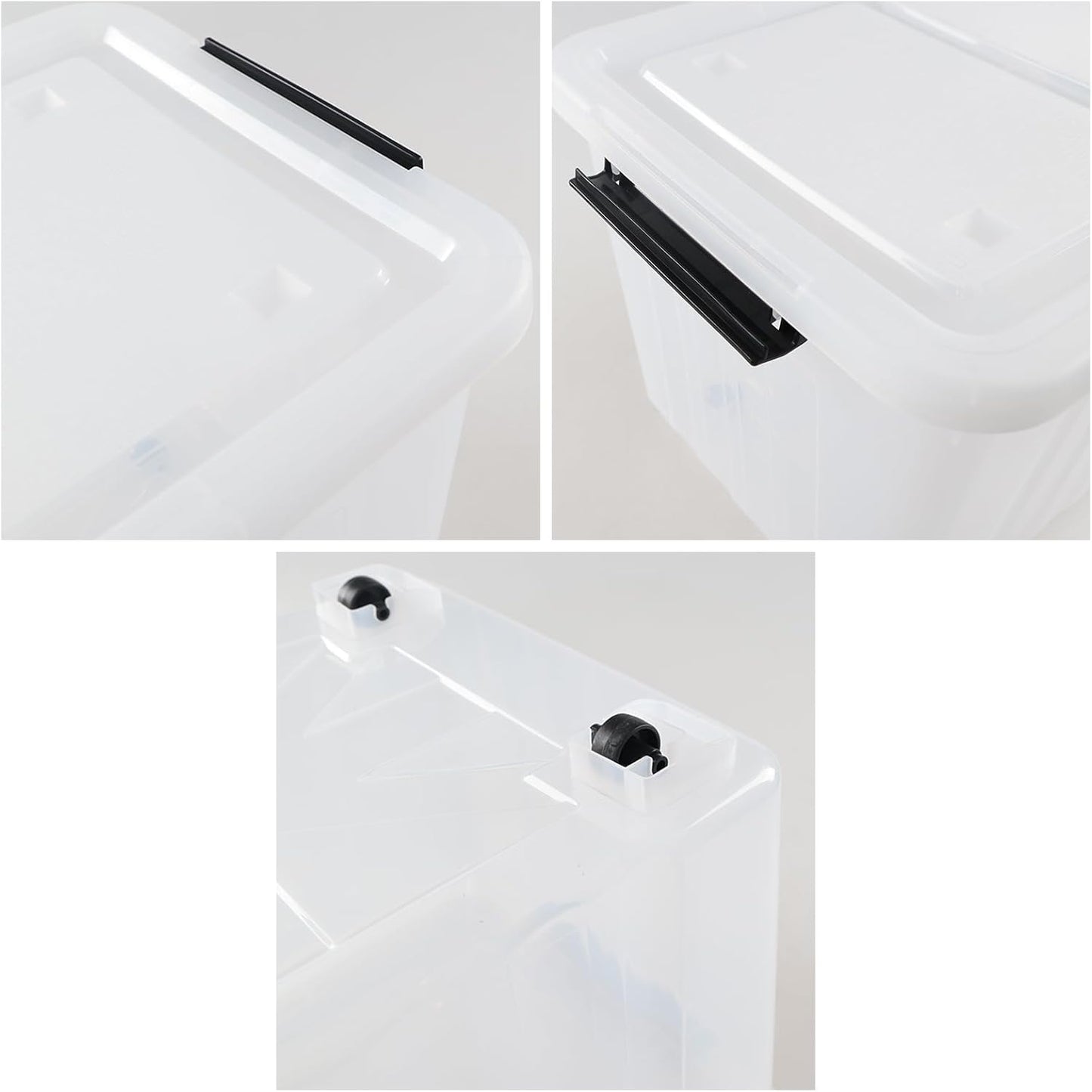 4-Pack 42 L Clear Plastic Storage Container Bin with Lids and Latch Buckle, Clear Storage Latch Box/Bin with Wheels