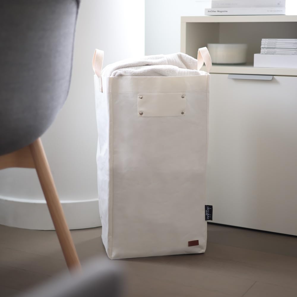 Deeablo New York - Sustainable Reusable Indoor Recycling Bin for Kitchen, Multipurpose Recycle Bin, Large Recycling Bins for Home, Washable Paper Bag for Recycling (White)