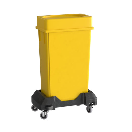 23 Gallon Yellow Slim Jim Trash Can with Drop Shot Lid and Dolly