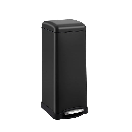 TrailBlaze 8Gallon / 30l Kitchen Trash Can, Stainless Steel Rectangular Pedal Recycle Bin with Soft-Close Lid, Removable Inner Bucket, Fingerprint-Proof, Step Trash Can for Home, Kitchen