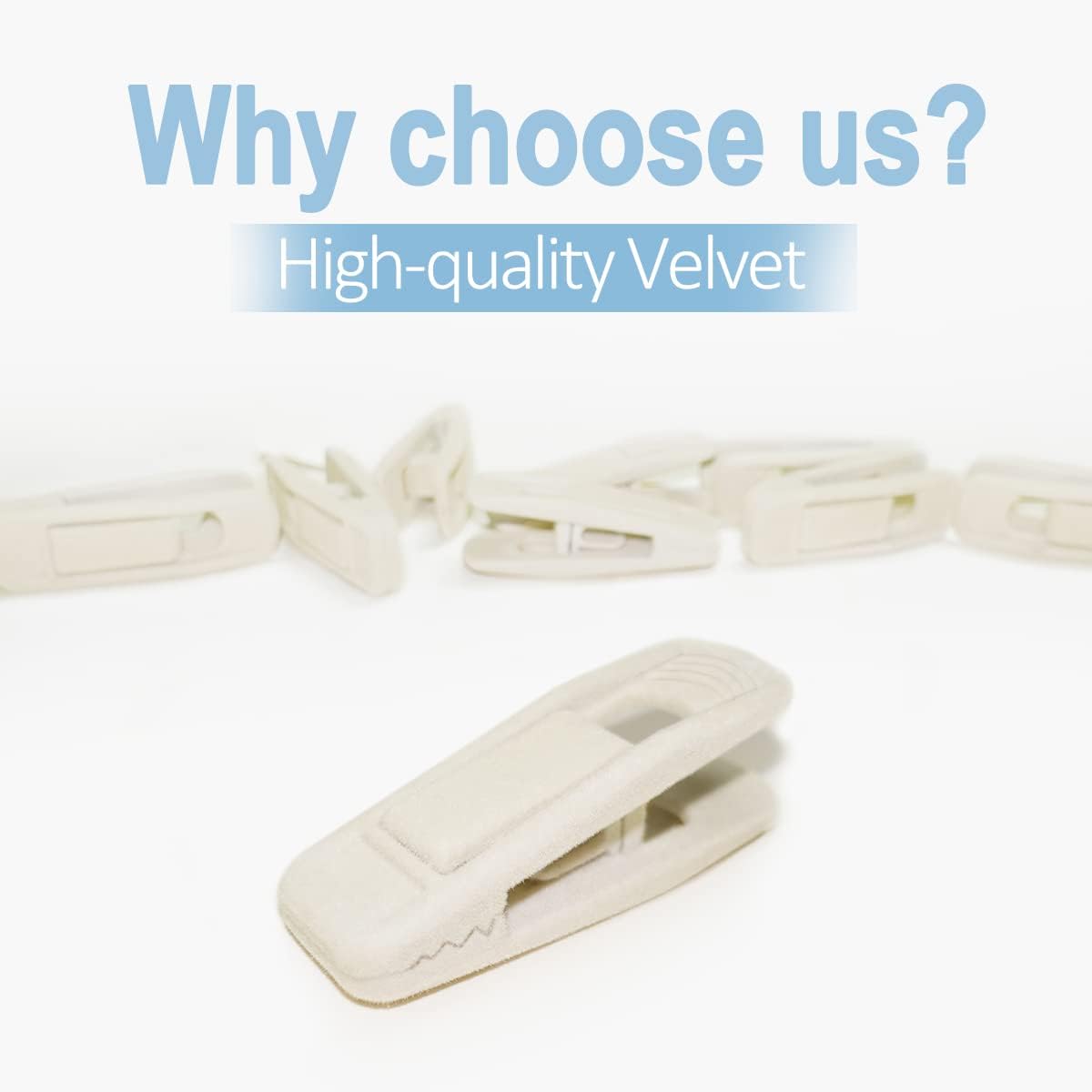 Velvet Hanger Clips for Velvet Hangers - 20 PCS Beige Non-Slip Velvet Clip for Skirt Hanger, Strong Flocking Clips Fit for Ivory Velvet Hangers