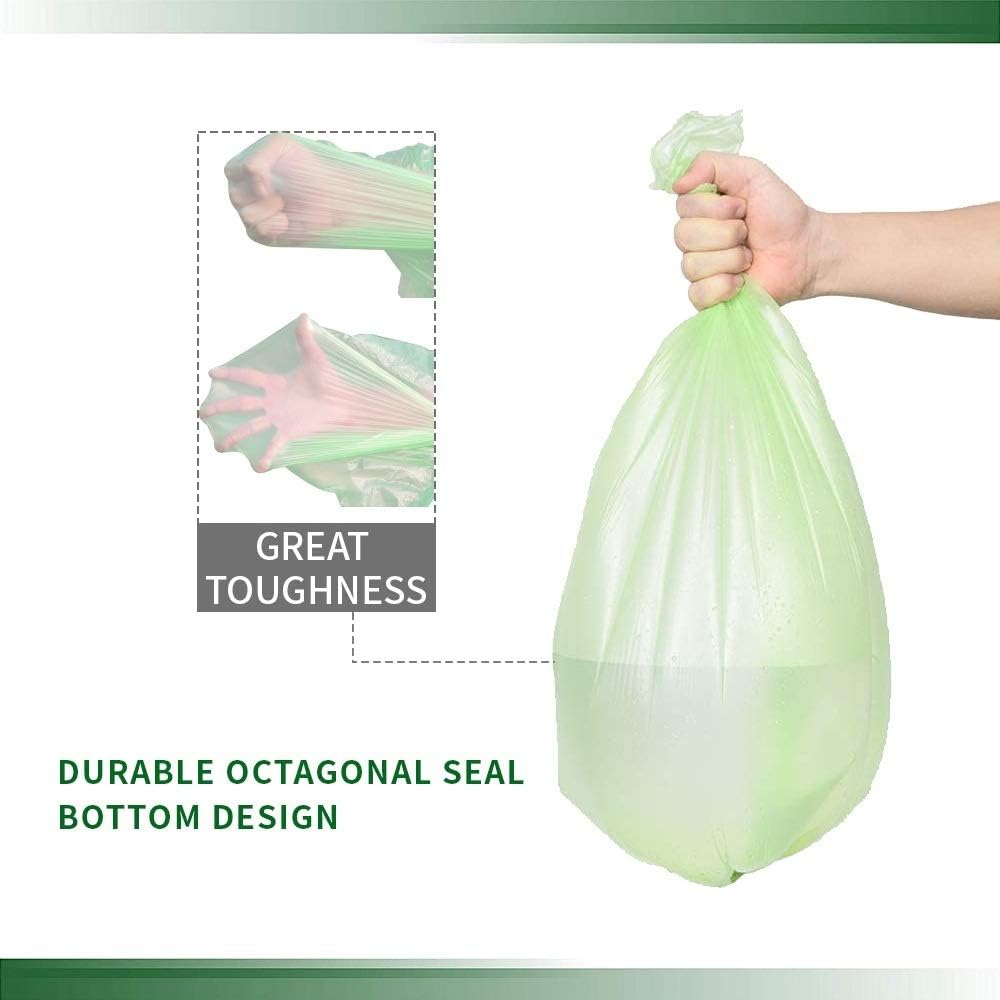Small Trash Bags, Biodegradable 2.6 Gallon Extra Thick Garbage Bags, Recycling & Degradable Rubbish Bags Wastebasket Liners for Kitchen Bathroom Office Car Pet, (5 Rolls / 100 Counts, Green)