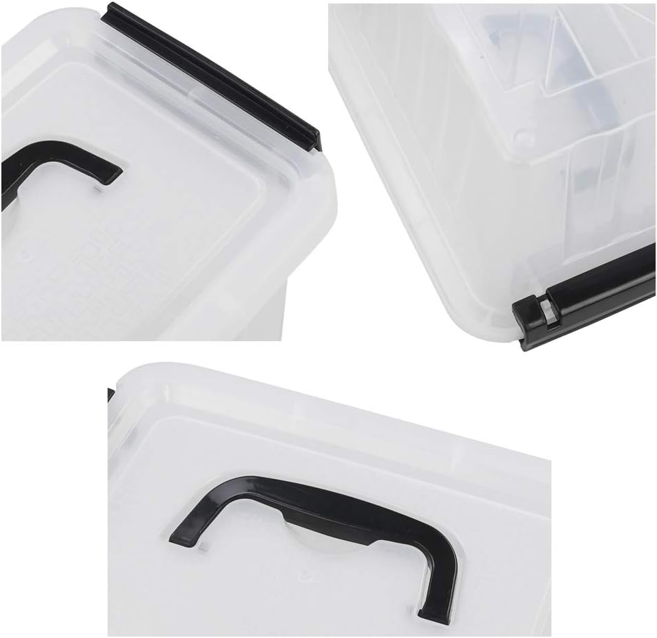 Asking Plastic Latching Box with Black Handle, Lidded Storage Bins, 6 Packs, 3 Quart