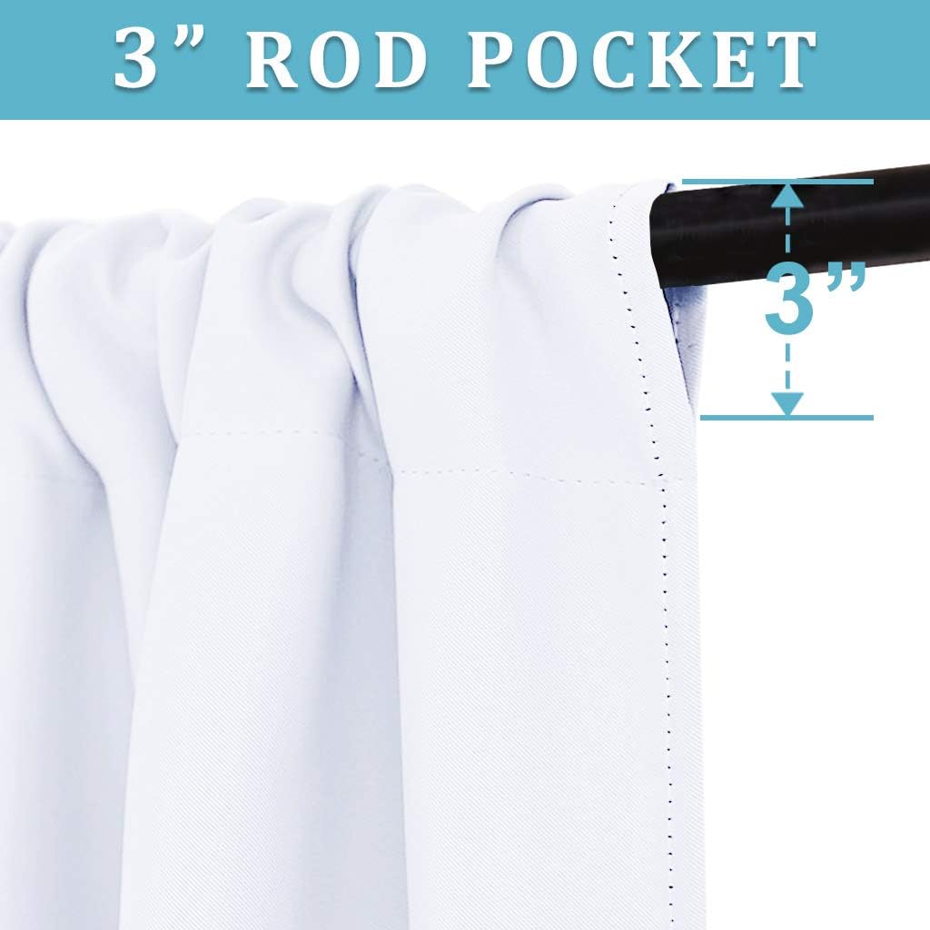 RYB HOME Curtains for Bedroom 63 inches Long, Blackout Thermal Insulating Window Treatment Drapes for Living Room Bathroom Basement Laundry Classroom, W 34 x L 63, Pure White, 2 Panels