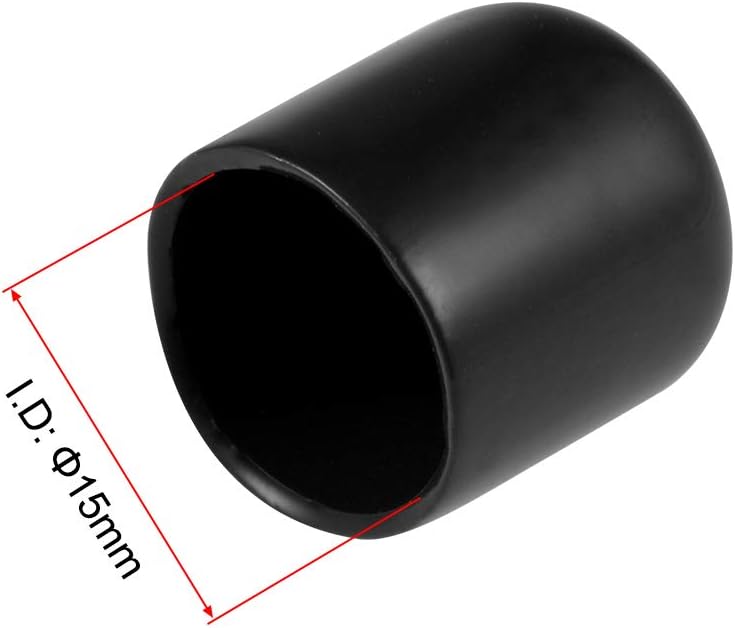 uxcell 20pcs Rubber End Caps 15mm ID Vinyl Round Tube Bolt Cap Cover Thread Protectors Black