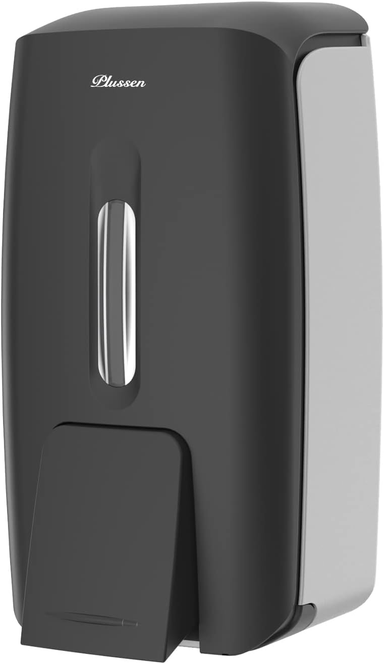 Soap Dispenser Wall Mount Adhesive Commercial Soap Dispenser 800ml No Drill Hand Sanitizer Dispenser for Bathroom Support Liquid and Gel,Black-PN9088