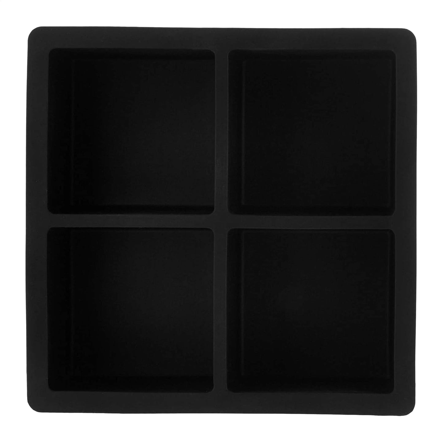 Amazon Basics Silicone Square Ice Cube Trays, Set of 2, Black, 4.25 x 4.25 x 1.77 in (Previously AmazonCommercial Brand)