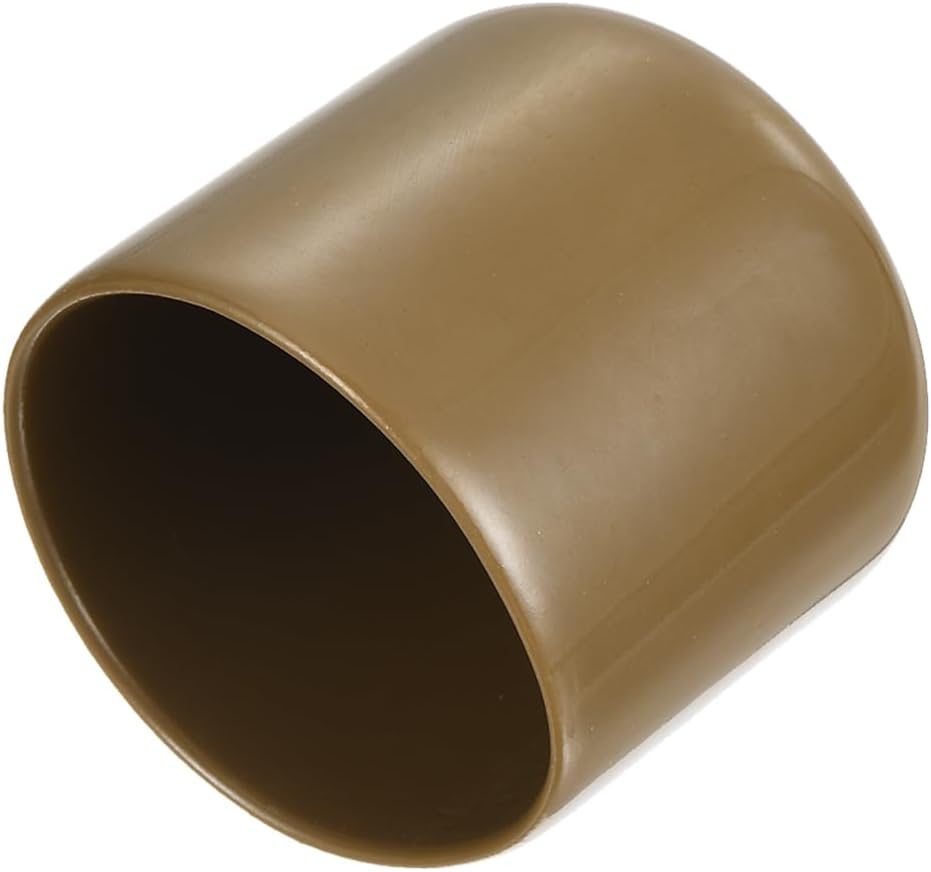 uxcell 20pcs Rubber End Caps 33mm(1 5/16") ID Vinyl PVC Round Tube Bolt Cap Cover Screw Thread Protectors Light Brown