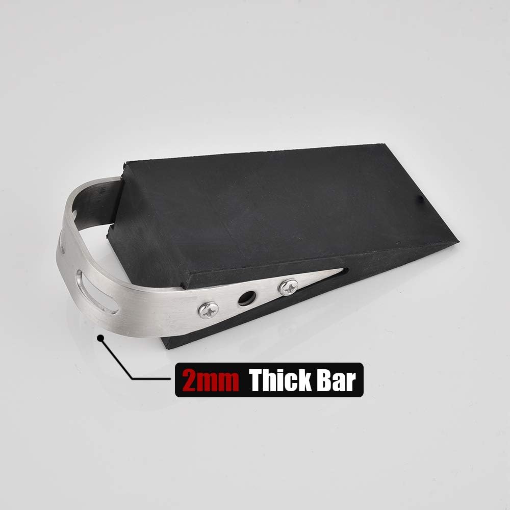 JQK Heavy Duty Door Stopper Rubber Wedge, 304 Stainless Steel Security Door Stops Works On All Floor Types, Brushed(4 Pack), DSB6-BN-P4