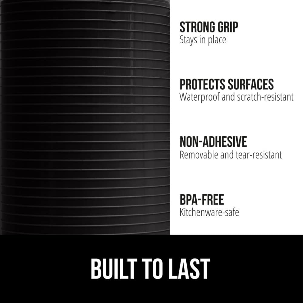 GORILLA GRIP DuraGuard Shelf Liner, 17.5x20 Non-Adhesive Cabinet Liners for Kitchen Drawers, Shelves, Refrigerator, Pantry Storage, Bathroom Closet, Durable Waterproof BPA Free Ribbed Plastic, Black