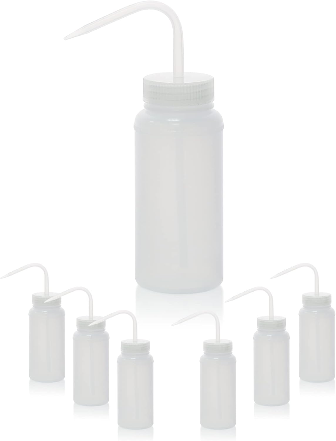 6pcs of Economy Wash Bottles, Vol.500ml (17oz), Wide-Mouth, Self-Venting Safety Wash Bottles, LDPE Material, IN-WBW500