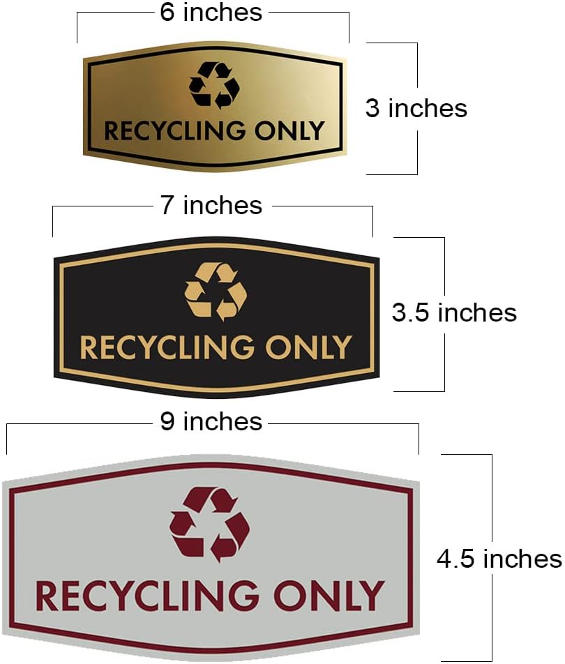 Fancy Recycling Only Sign (Black/Silver) - Large