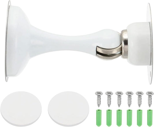 MECCANIXITY Magnetic Door Stoppers Stainless Steel Door Stops, Wall Floor Mounted Doors Holder Keep Doors Open for Home Office Closet (White)