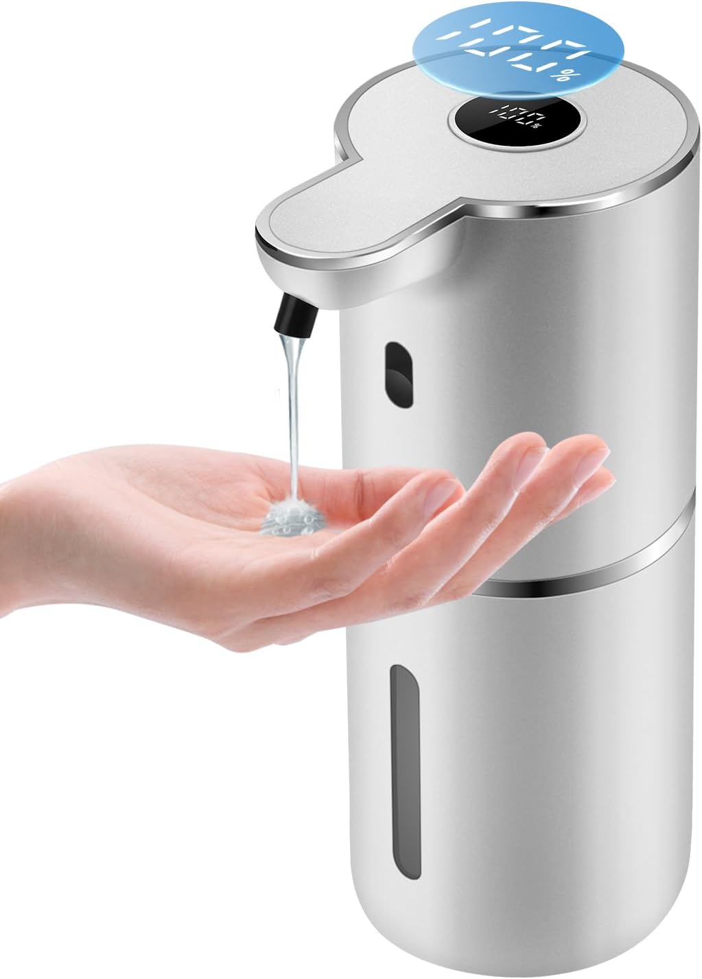Automatic Liquid Soap Dispenser 12.8oz, Rechargeable & 6 Levels Soap Adjustable with Digital Display, Wall Mount, Waterproof, Touchless Hand/Dish Soap Dispenser for Kitchen, Bathroom, Hotel