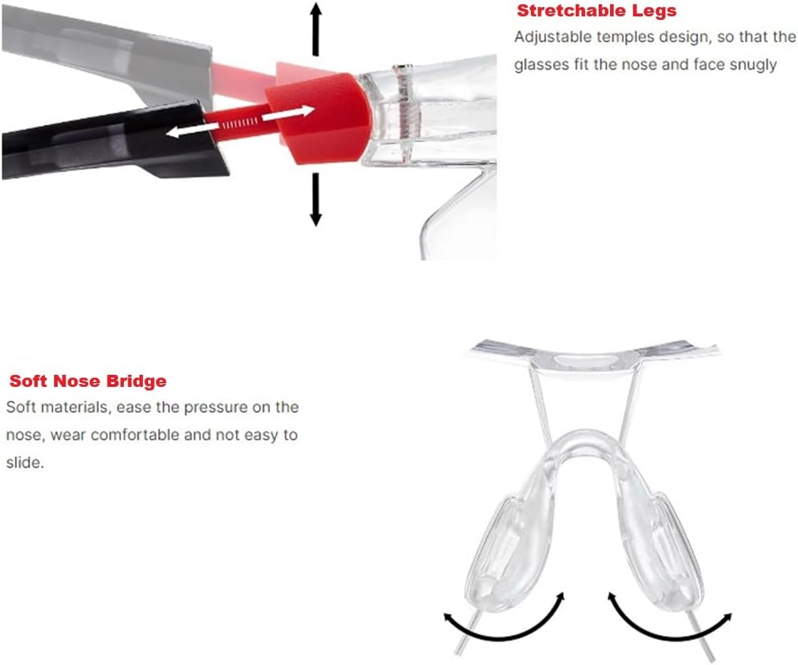 Red Frame (New) Safety Glasses Goggles for Eye Protection with Clear Anti Fog Scratch Resistant shattered Proof, Best Safety Glasses of ANSI Z87 & EN 166 with Carrying Case (1 Piece).