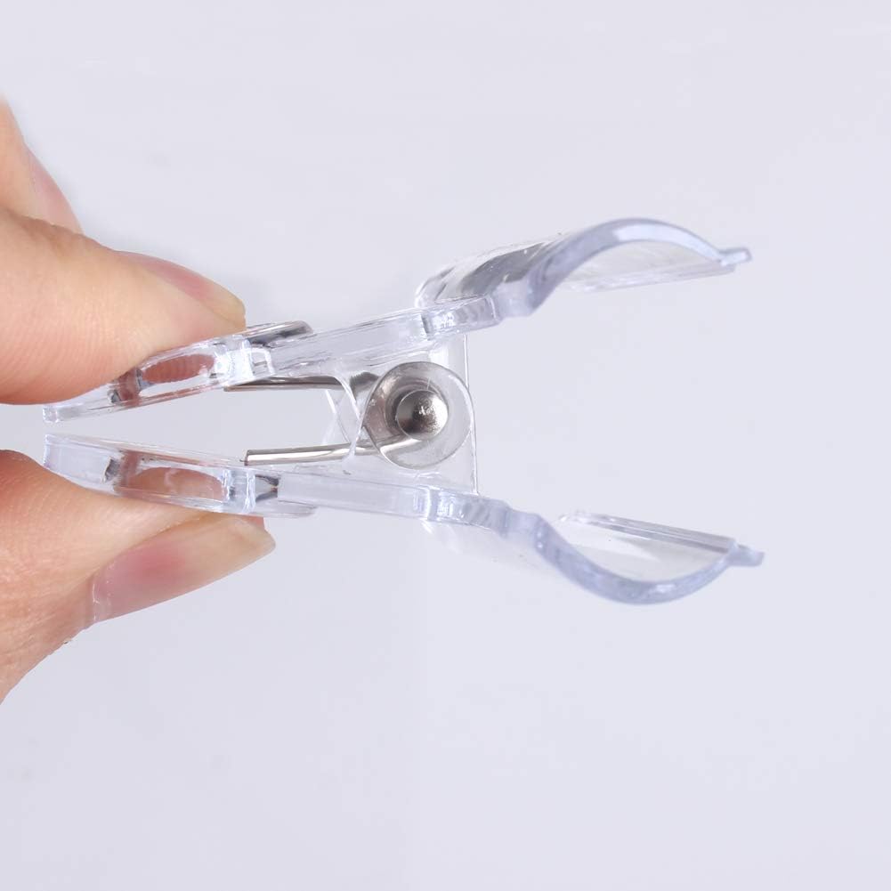 30 Pack Plastic Clear Clips Clamps, 1-1/2 Inch and 2 Inch Sizes