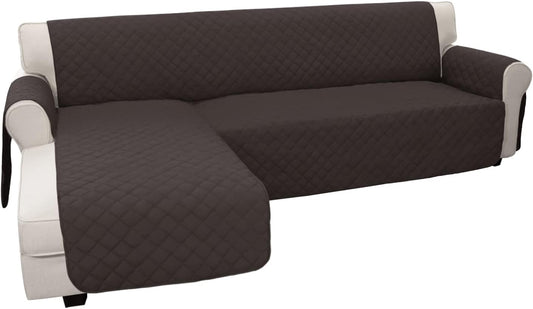 Easy-Going L Shape Sofa Slipcover Sectional Couch Cover - Reversible & Pet-Friendly (X-Large, Chocolate/Chocolate)