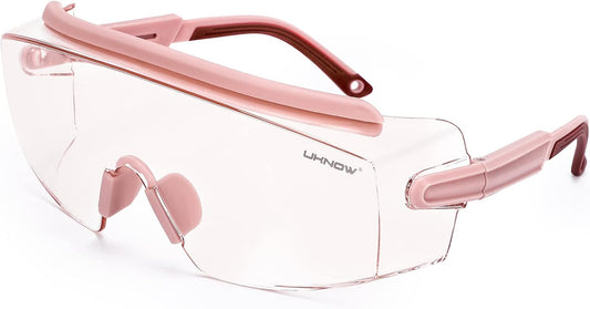 UKNOW Safety Goggles Over Glasses, Safety Glasses Anti Fog Wraparound Eye Protection, Protective Eyewear ANSI Z87.1