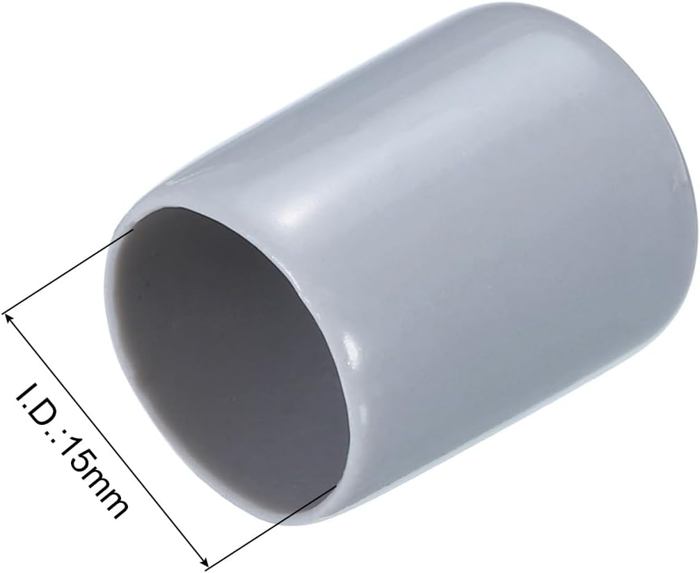 uxcell 20pcs Rubber End Caps 15mm ID Vinyl PVC Round Tube Bolt Cap Cover Screw Thread Protectors Grey