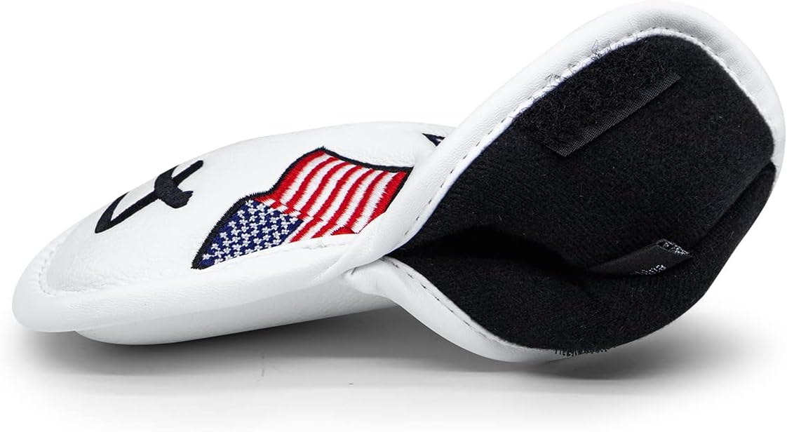 US Flag Golf Iron Covers Headcovers - 10pcs Patriotism Golf Club Covers for Irons - White Synthetic Leather Golf Iron Wedge Head Covers fits for PXG, Taylormade, Mizuno JPX MP, Etc.