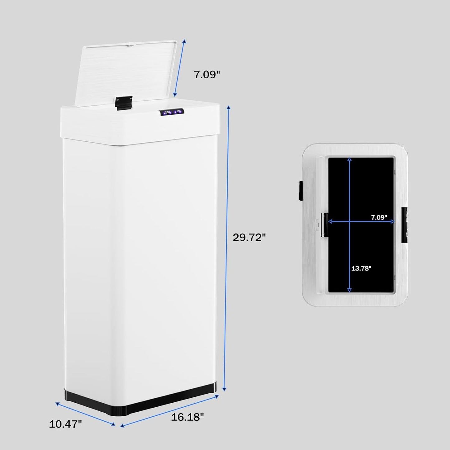 TLSUNNY 18.5 Gallon Motion Sensor Trash Can,Touchless Automatic Garbage Can,Brushed Stainless Steel Smart Bin,with Bag Holder,Soft Close Lid,for Kitchen,Office,RV,Bedroom,Living Room (White, 70L)