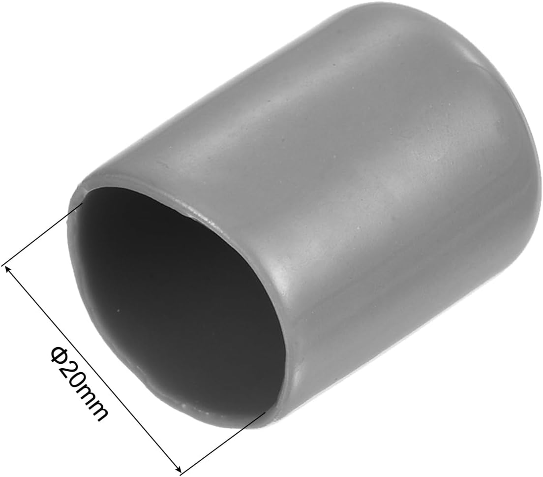 uxcell 20pcs Rubber End Caps Protective Caps 20mm ID Vinyl PVC Round Tube Bolt Cap Cover Screw Thread Protectors, Light Grey