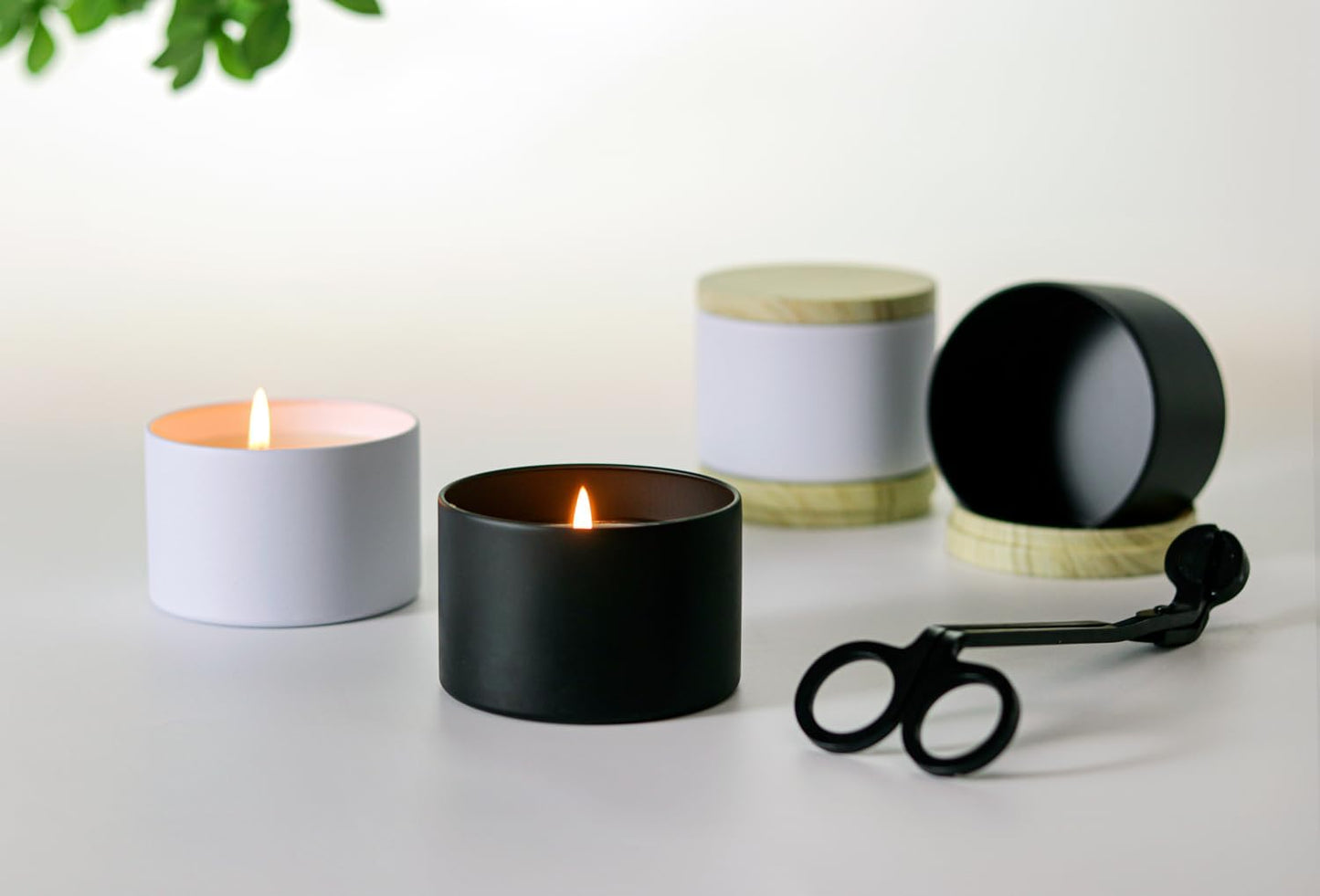 Aroparc Candle Tins 8oz with Lids, 24 Pack Seamless Candle Containers for Candle Making Supplies Empty Candle Jars - Wood Grain Lids White Tins