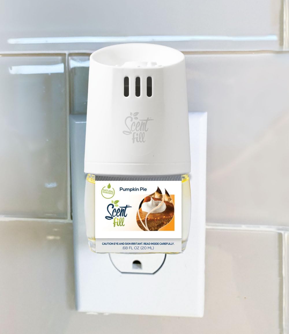Scent Fill Pumpkin Pie Plug in Air Freshener, Scented Oil Refills, 2 Refills + Diffuser