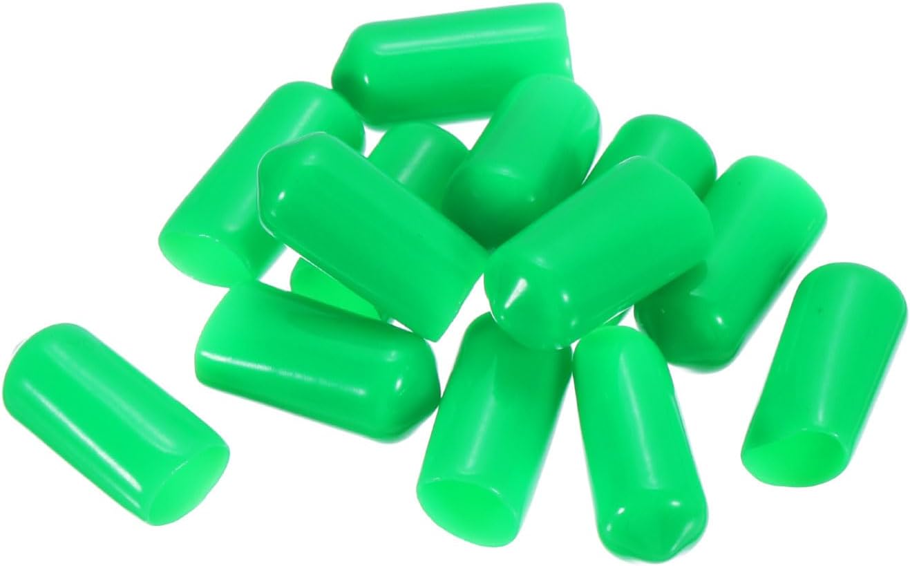 uxcell 20pcs Rubber End Caps 9.5mm(3/8") ID Vinyl PVC Round Tube Bolt Cap Cover Screw Thread Protectors Green
