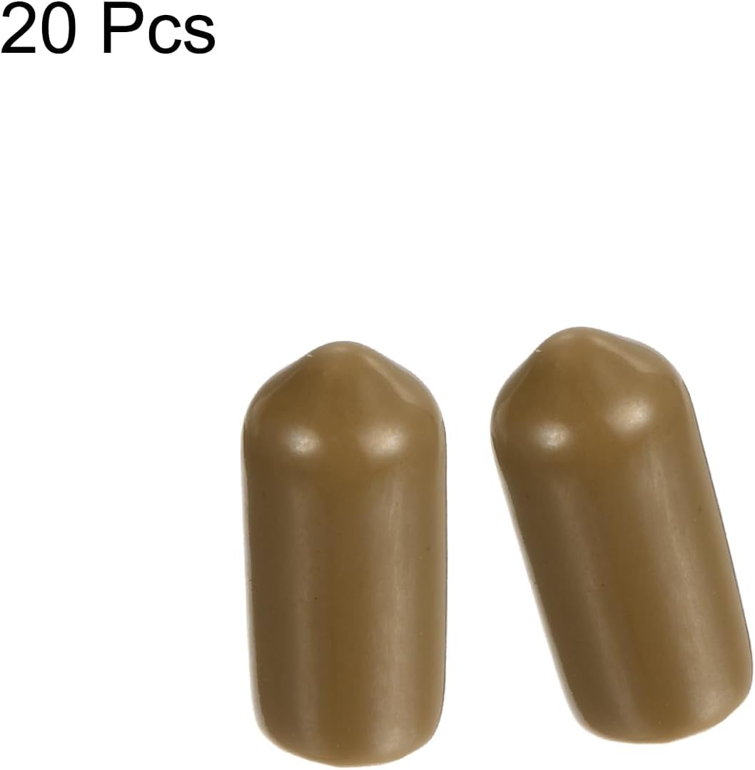 uxcell 20pcs Rubber End Caps 6.5mm(1/4") ID Vinyl PVC Round Tube Bolt Cap Cover Screw Thread Protectors Light Brown