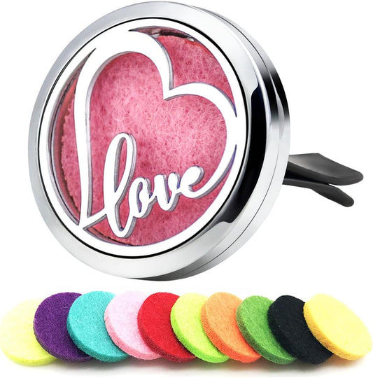 Essential Oil Car Diffuser Vent Clips Christmas Air Freshener Car Accessories for Women with 10 Felt Pad(Heart Love)