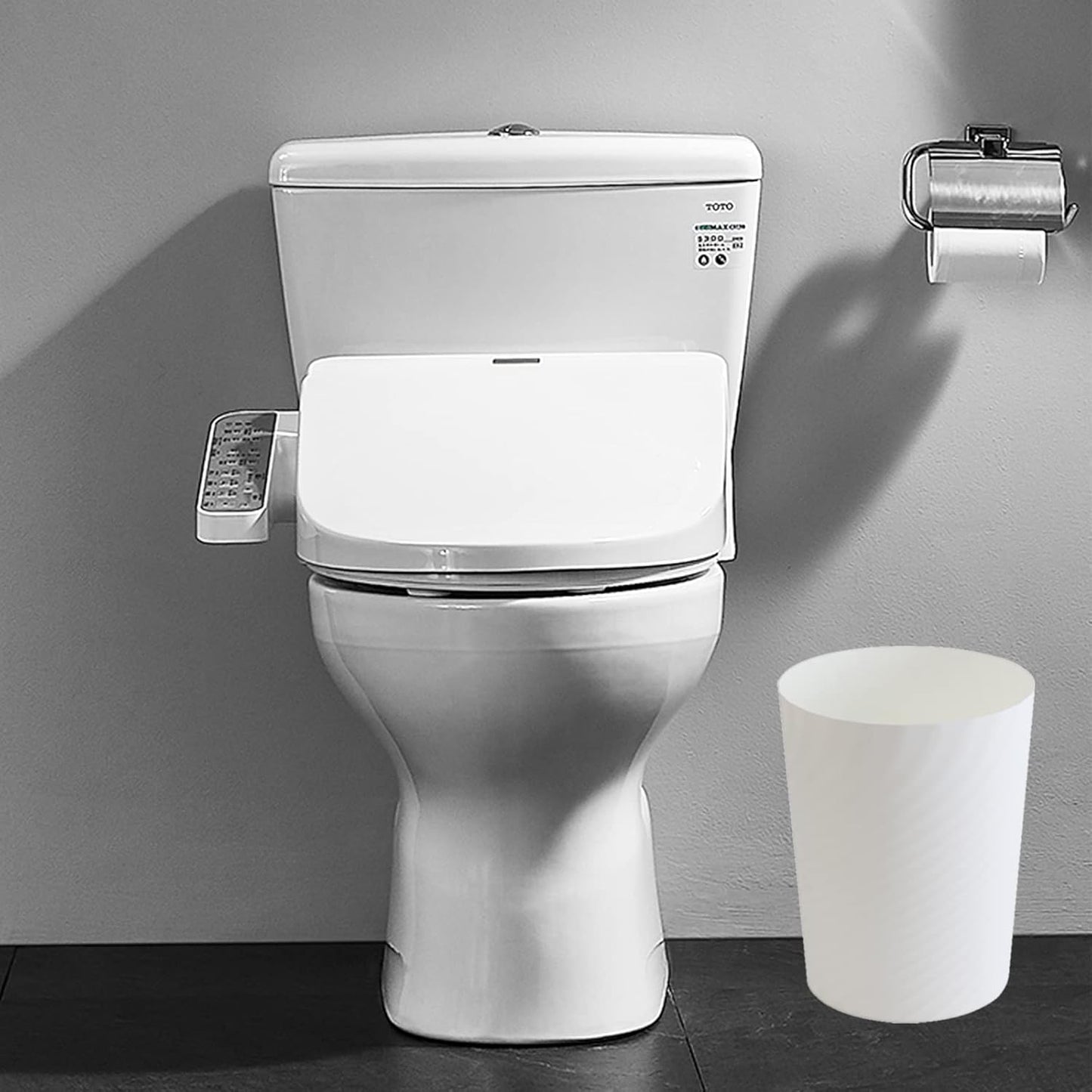 UUJOLY Plastic Small Trash Can Wastebasket, Garbage Container Basket for Bathrooms, Laundry Room, Kitchens, Offices, Kids Rooms, Dorms, (White, 1.8 Gallon/2 Pack)