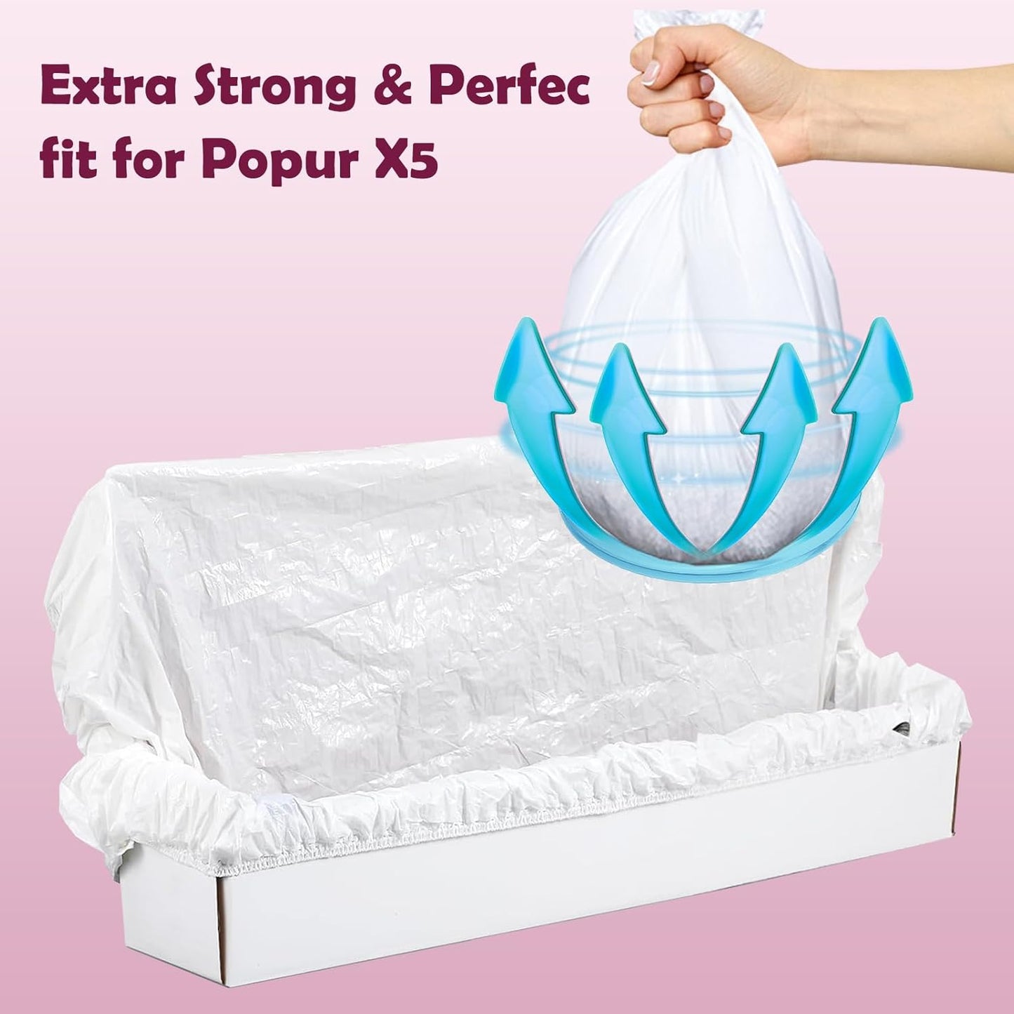 Trash Bags for Popur X5 Litter Box – Thickened, Leakproof Design, 7-Day Odor Control Perfect Fit for Popur X5 Self-Cleaning Cat Litter Boxes -100PCS