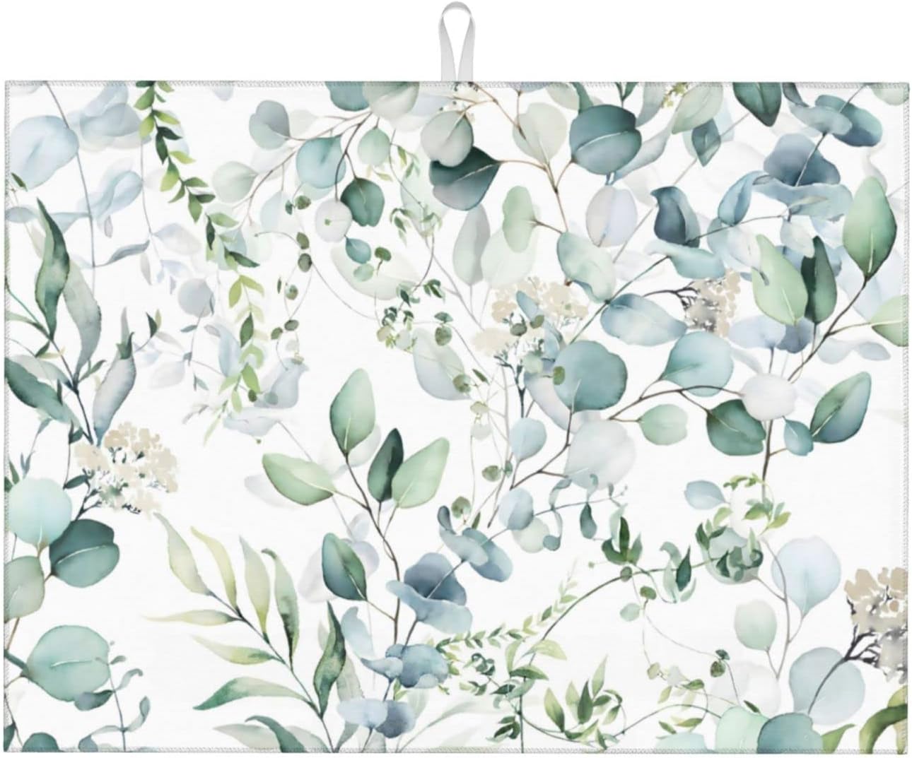 Green Floral Leaf Dish Drying Mat For Kitchen Counter 18 X 24 Inch Absorbent Dish Mat Reversible Drainer Drying Kitchen Mat