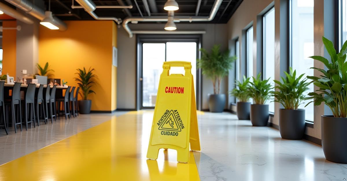 Wet Floor Sign, Slippery When Wet A-Frame Caution Sign, Bright Yellow 2 PACK