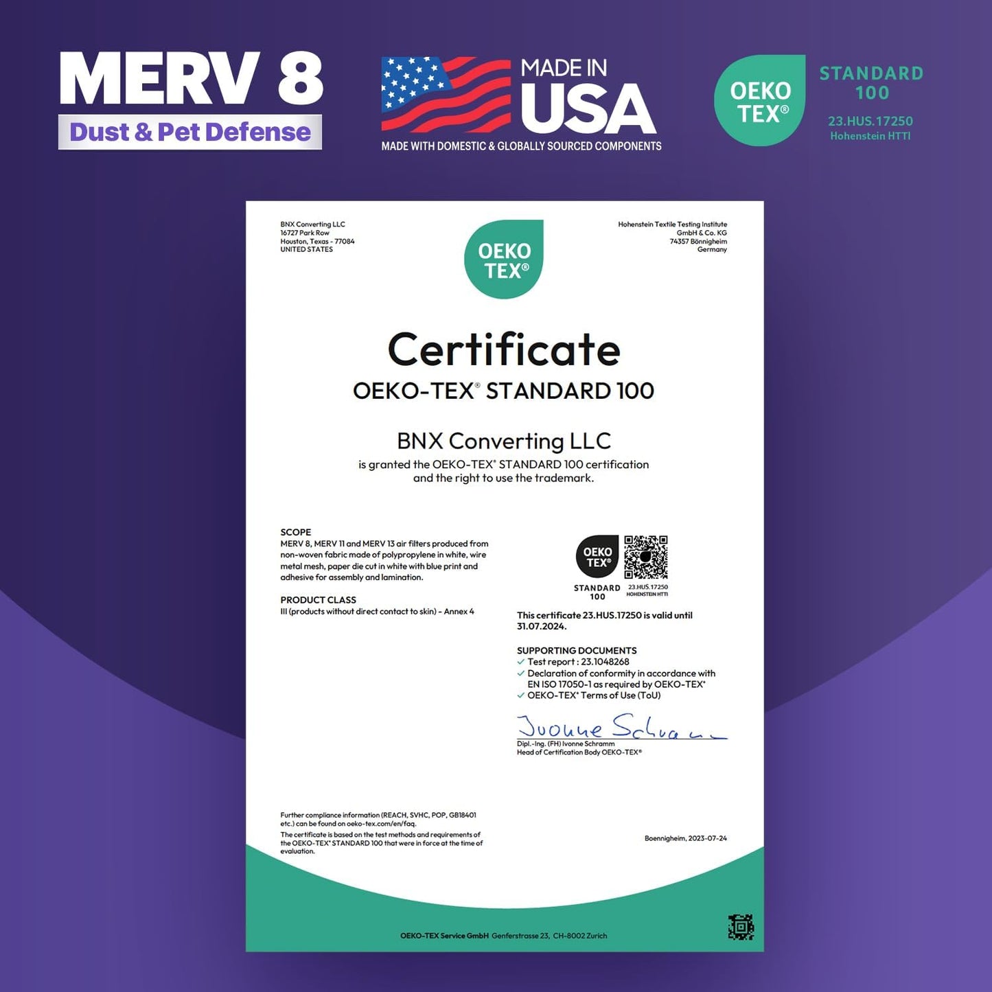 BNX TruFilter 14x18x1 Air Filter MERV 8 (6-Pack) - MADE IN USA – Dust & Pet Defense Electrostatic Pleated Air Conditioner HVAC AC Furnace Filters for Dust, Pet, Mold, Pollen MPR 600 – 700 & FPR 5