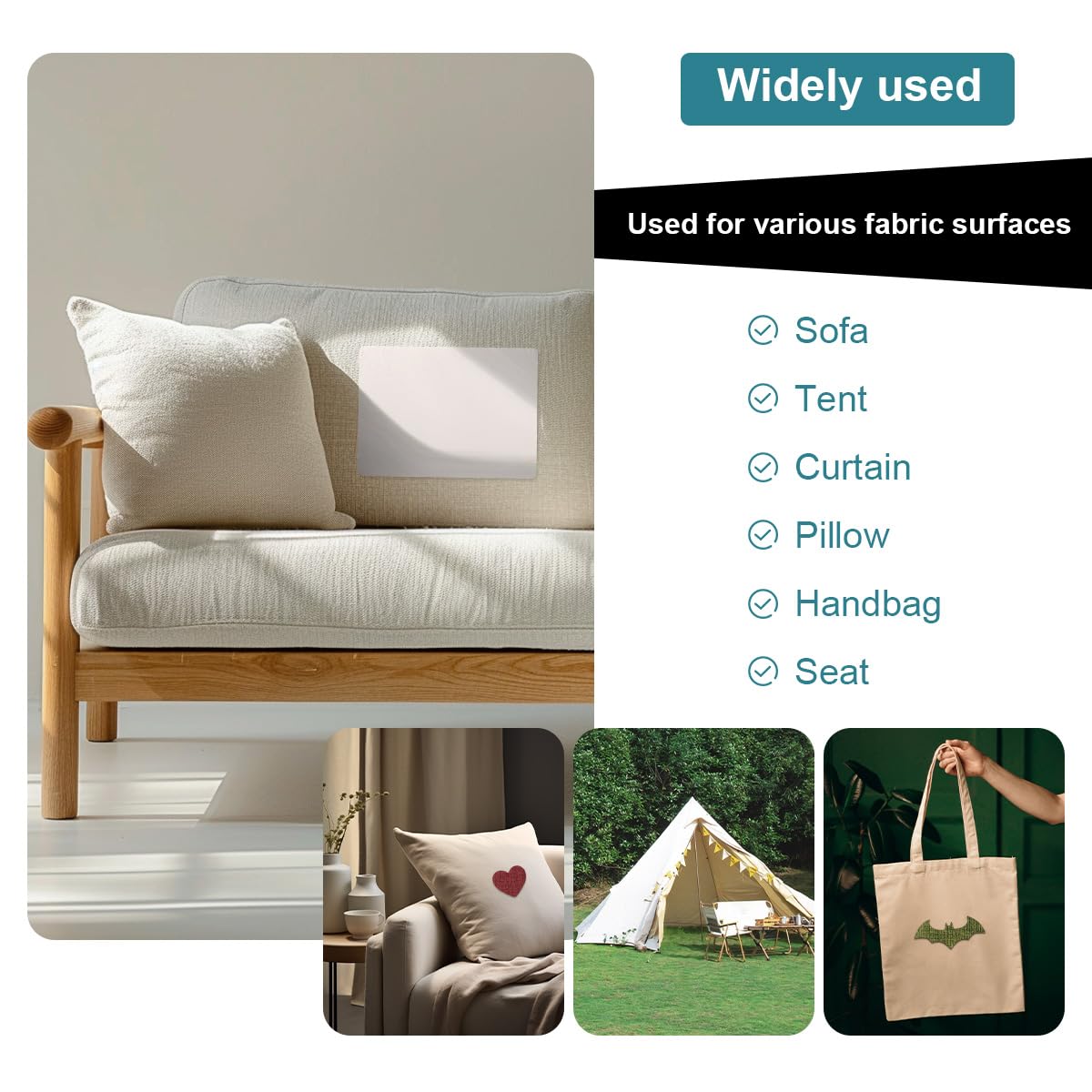 J.CARP 2Pcs Linen Repair Patches, Large Self-Adhesive Fabric Patch for Sofas, Couch, Furniture, Car Seats (8 * 11 inches-2PCS Red)