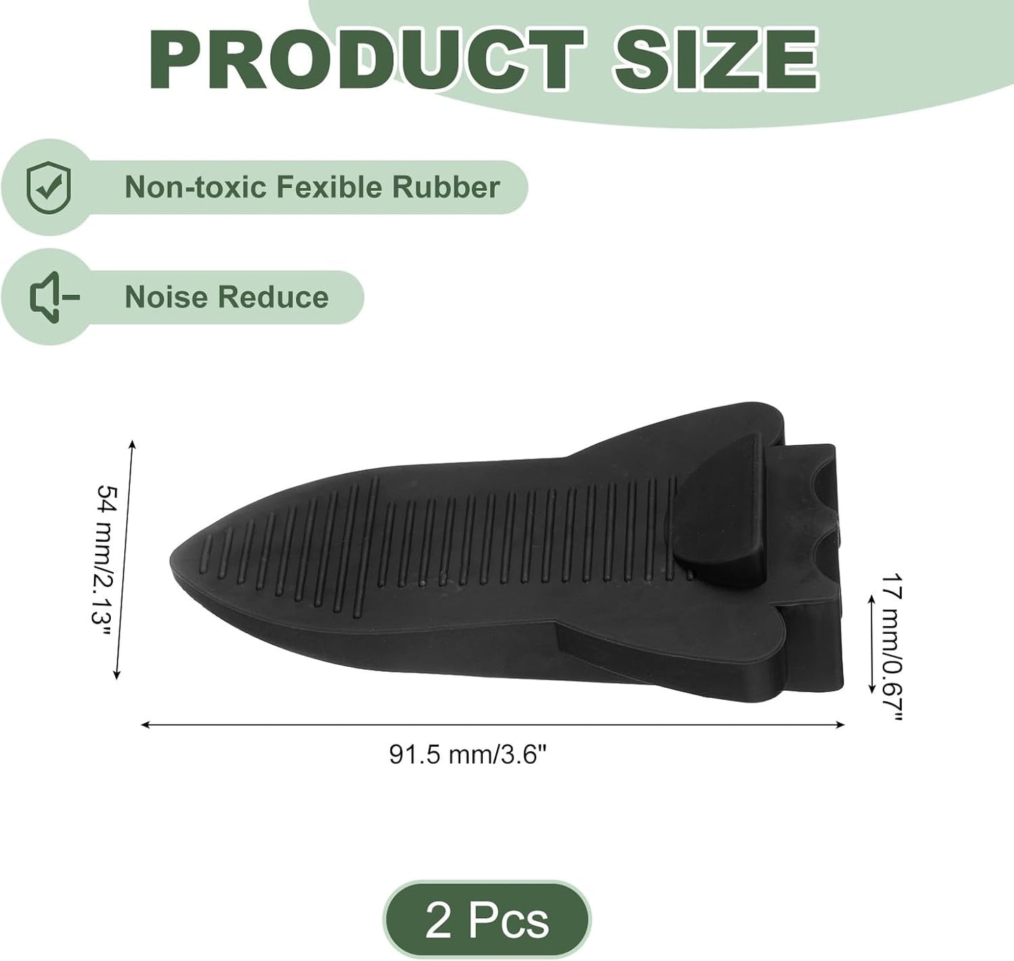 uxcell 2 Pcs Door Stoppers for Bottom of Door, Rubber Stackable Door Stopper Wedge Anti-Slip, 2.13 Inch, Black