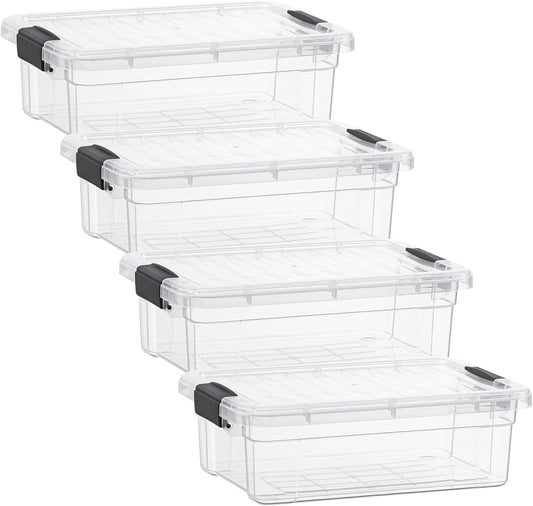 Superio Clear Storage Boxes with Lids, 2.3 Quart Plastic Container Bins for Organizing, Stackable Crates, BPA Free, Non Toxic, Odor Free, Organizers for Home, Office and Dorm, 4 Pack