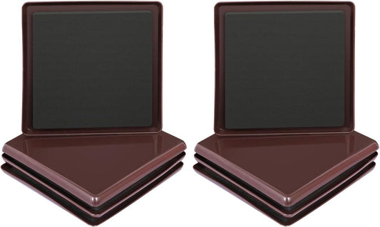 Ezprotekt 8 Pack Reusable Large Furniture Movers Sliders for Carpet, 5" Square Furniture Moving Pads, Carpet Sliders for Heavy Duty Sofa Bed Couch Fridge, Move Items Easily and Quickly (Brown)