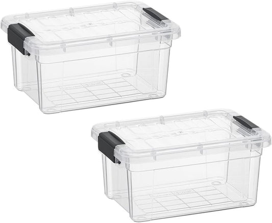 Superio Storage Bins with Lids- 2 Pack, 1.85 Qt Clear Boxes for Organizing, Stackable Plastic Containers- BPA Free, Non-Toxic, Odor Free, Organizer for Home, Office, Dorm