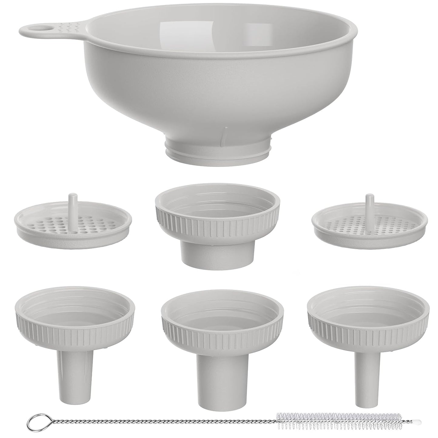 Wide Mouth Kitchen Funnel, Food Grade Plastic Cooking Canning Funnel with 4 Sizes Spouts for Filling Wide and Regular Mason Jars, Spray Dropper Oil Bottle Jug Spices Shampoo Sauce