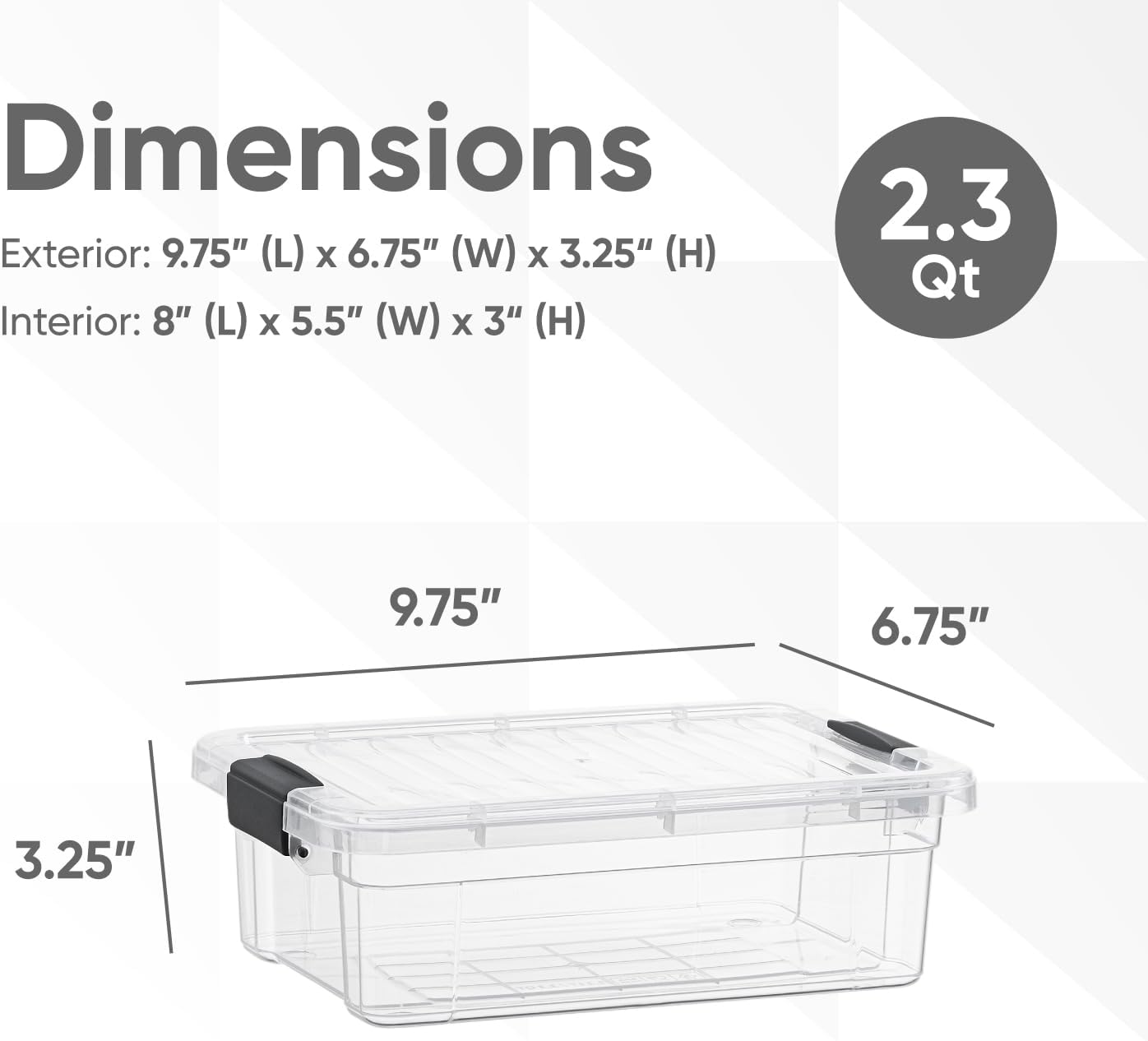 Superio Clear Storage Boxes with Lids, 2.3 Quart Plastic Container Bins for Organizing, Stackable Crates, BPA Free, Non Toxic, Odor Free, Organizers for Home, Office and Dorm, 4 Pack